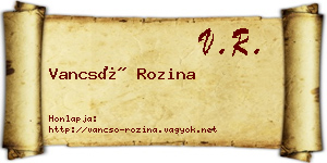 Vancsó Rozina névjegykártya